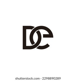 Letter De circle, outline geometric symbol simple logo vector