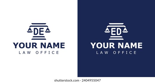 Letter DE and ED Legal Logo, suitable for lawyer, legal, or justice with DE or ED initials