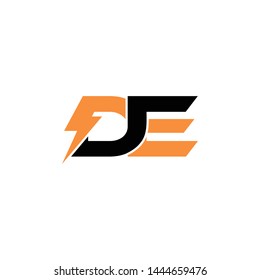 Letter DE electric simple logo design vector