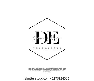 Letter DE Initial handwriting logo with signature and hand drawn style.