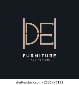 Letter DE Logo Design. Luxury DE Furniture Logo for Interior Decor and Home Decor