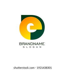 the letter DE. vector logo, monogram, alphabet, design with orange and green gradations