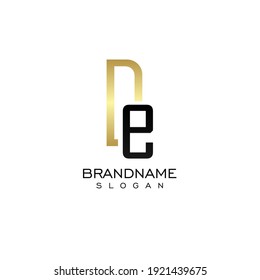 the letter DE. vector logo, monogram, alphabet, golden gradient design