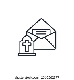 ícone de morte da letra. vetor.Sinal editável de estilo traço.linear para usar design da Web,ilustração logo.Symbol.