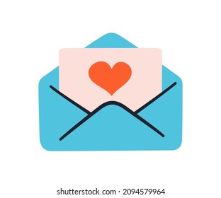Brief mit einer Liebeserklärung. Briefumschlag mit Herz. Handgezeichnete Nachricht am Valentinstag. Liebeserklärung. Vektorgrafik einzeln auf weißem Hintergrund.