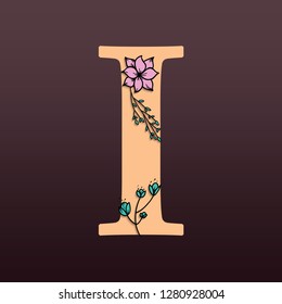 Letter decorated with flowers in vector.
