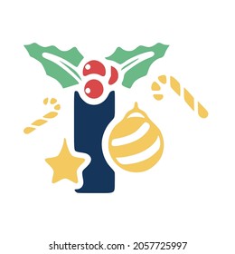 La carta está decorada con mistletos y elementos navideños. Imagen de un clip de letras de Año Nuevo.