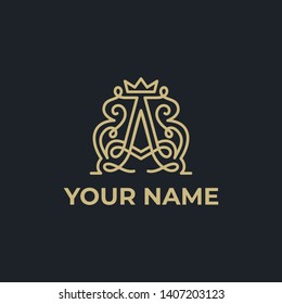 A letter decorative with crown