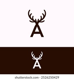 A Letter Deer Antler Lettermark Logo Modelo