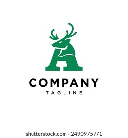 Letter A Deer Head Logo Icon Vector
