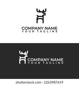 Letter A deer monoline logo design vector template