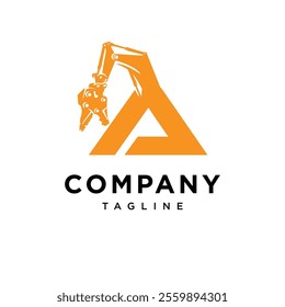 Letter A Demolition Excavator Logo Icon Vector