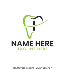 Letter I Dental Logo Concept With Teeth And Smile Icon. Dental Logotype Symbol