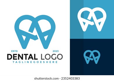 Letter A Dental logo design vector symbol icon illustration