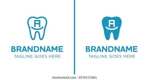 Letter A Dental Tooth Logo, symbolizing tooth, dental care and orthodontist