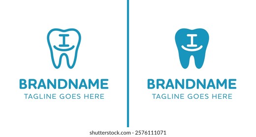 Letter I Dental Tooth Logo, symbolizing tooth, dental care and orthodontist