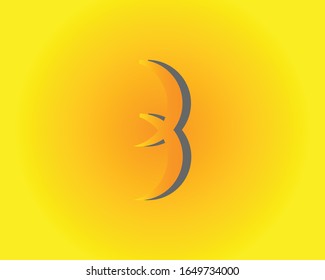 letter design b. letter b combination with the moon. with a shadow behind it. modern and fun style