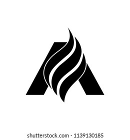 A Letter Design Brush Paint Stroke. Letter Logo with Black fire Stroke