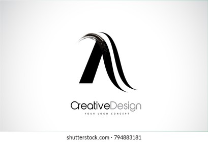 A Letter Design Brush Paint Stroke. Letter Logo with Black Paintbrush Stroke.