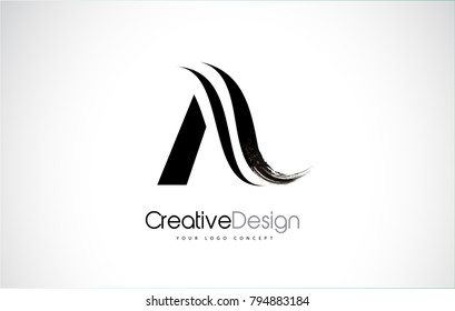 A Letter Design Brush Paint Stroke. Letter Logo with Black Paintbrush Stroke.