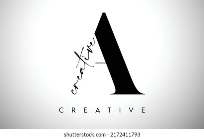 A Letter Design with Creative Cut and Serif Font in Black and White Colors Vector Illustration.