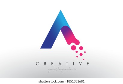 A Letter Design with Creative Dots Bubble Circles and Blue Pink Colors Vector Illustration.