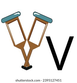 Buchstabengestaltung in Form von zwei Krücken mit Brüchen in V-Form