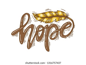 Letter design- hope with feather