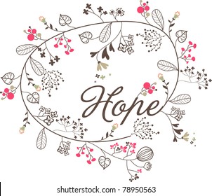 letter design- hope with floral