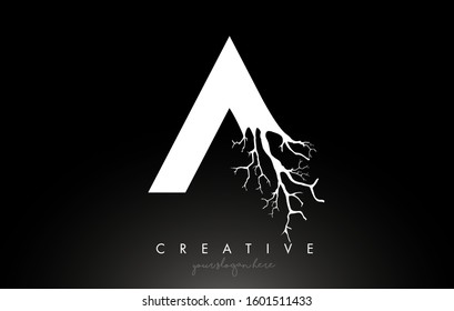 Letter A Design Logo with Creative Tree Branch. A Letter Tree Icon Logo  Vector Illustration.