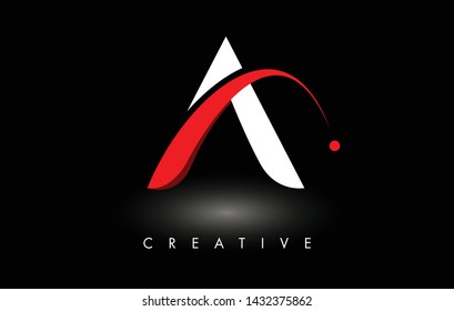 A Letter Design Logo. Letter A Icon Black and Red Logo with Modern Swoosh vector Illustration.