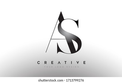 AS as letter design logo logotype icon concept with serif font and classic elegant style look vector illustration.