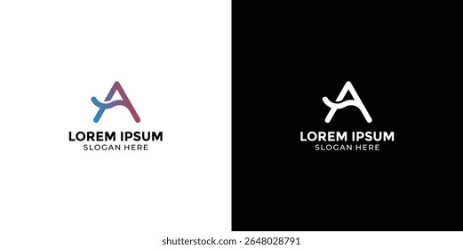 Letra Un logotipo de diseño en estilo tecnológico