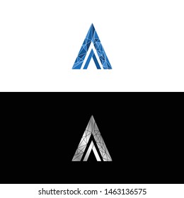 A letter design with low poly style. low poly blue. illustration of letter A.