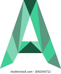 A letter design with multi green colour, logo, vector illustrator, diamond cut pattern