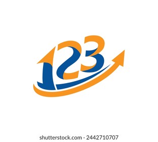Letter design one, two, three and an arrow pointing up