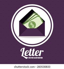 Letter design over purple background, vector illustration