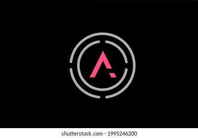 A letter design with pink colour and circles. Alphabet logo design. Branding icon for products and company