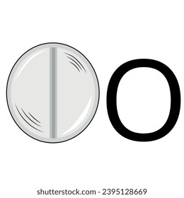 letter design in the shape of a white pill folded into an O shape