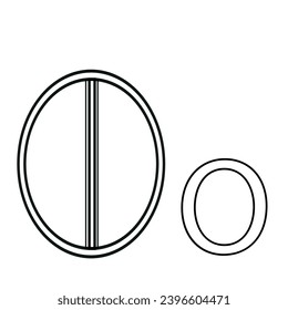 letter design in the shape of a white pill folded into an O shape, drawn in line art style