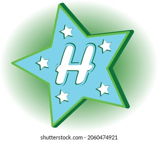 a letter design with a star logo background,
