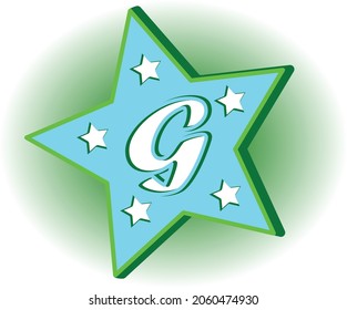 a letter design with a star logo background,