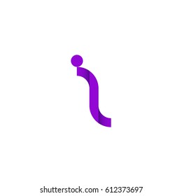 Letter I design typographic. unique and simple design with purple