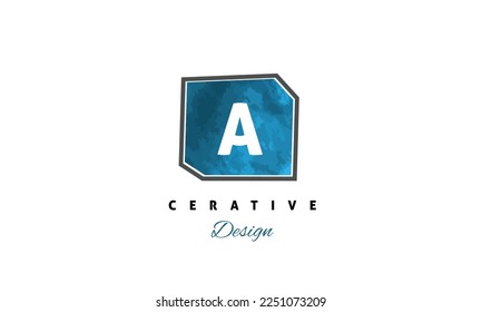 A letter design vector with blue color brush icon premium logo on white background