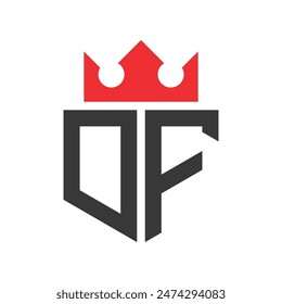 Letter DF Crown Logo. Crown on Letter DF Logo Design Template
