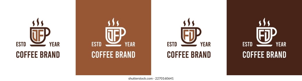 Logo de la carta DF y FD para café, adecuado para cualquier negocio relacionado con café, té u otros con iniciales de DF o FD.