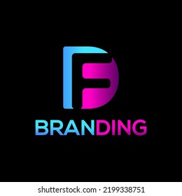 Letter DF, FD, D, F Logo Design.Fashion Design.Food and Drink, Technology, Monogram, Business, Corporate Company, Modern and Iconic Logo Design Vector Template With Gradient color.