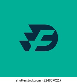 letter DF or FD modern lettermark logo
