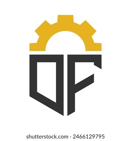 Letter DF Gear Logo Design for Service Center, Repair, Factory, Industrial, Digital and Mechanical Business