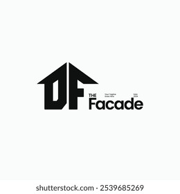 Letter DF house shape logo. Modern minimal vector logo template